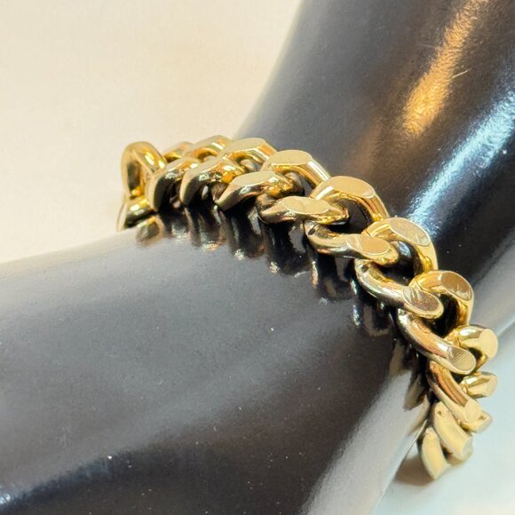 Men Gold Tone Heavy Large Links Chain Bracelet 8.5 in - Picture 2 of 4